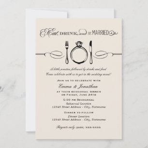 Convite Comer Beber Ser Casado Jantar de Ensaios de Marfim