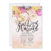 Comer Bebida e Casar com Flores de Aquarela Casada