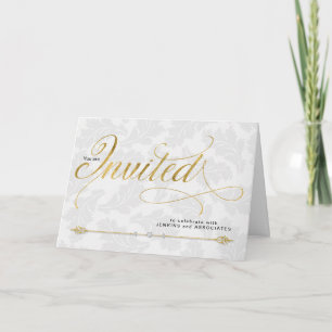Convite Comercial para Uso Geral Folha Dourada