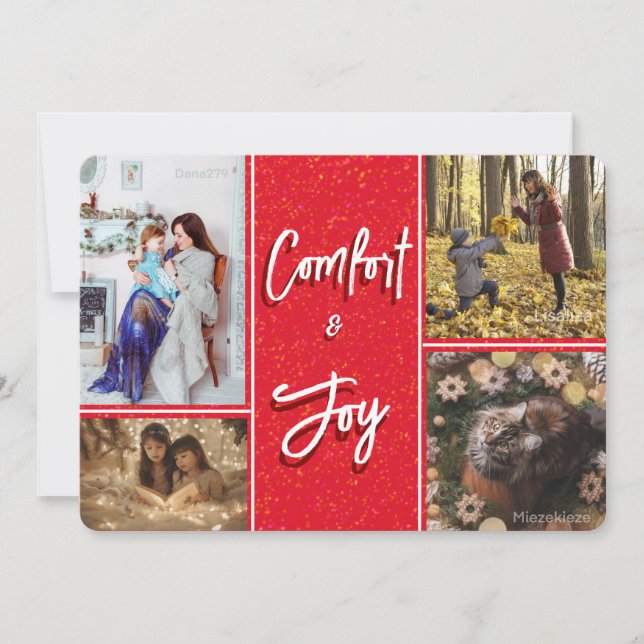 Convite Comfort & Joy in Red Photo Christmas Letter Card (Frente)