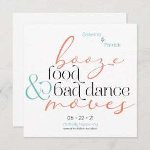 Convite Comida Azul Azul Coral  Dança Incorreta Move a Dat