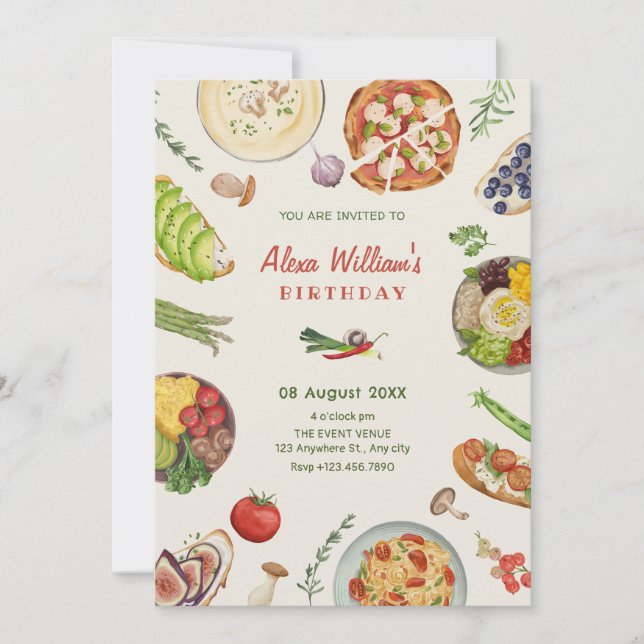 Convite Comida culinária (Frente)