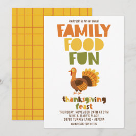 Convite Comida da família divertida Turquia Banquete de Aç