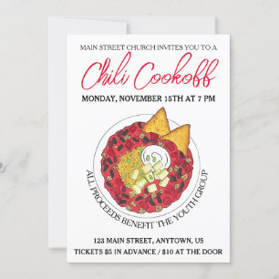 Convite Comida de jantar da Competição Chili Chili Soup Co