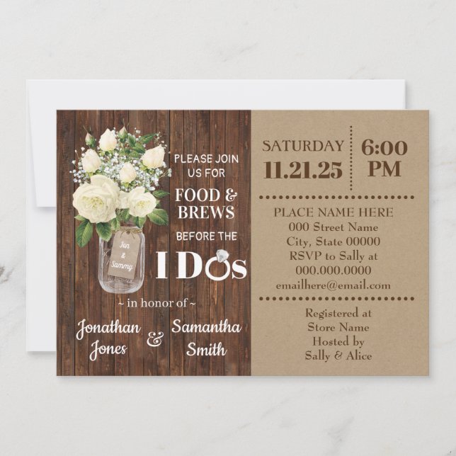 Convite Comida e cerveja antes que eu faça chá de casament (Frente)