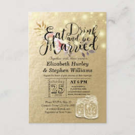 Convite Comida Elegante E Bebida Para Casamento