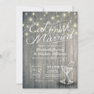 Convite Comida Elegante E Bebida Para Casamento