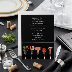 Convite Comida Gourmet Moderna em Garfos Jantar 