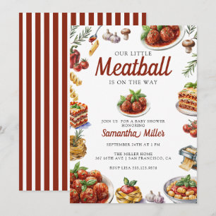 Convite Comida italiana   Chá de fraldas de aquarelas