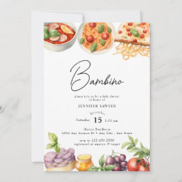 Convite Comida italiana | Chá de fraldas de aquarelas