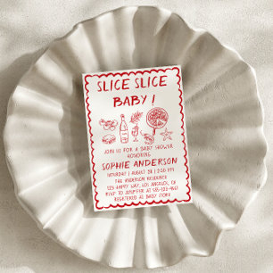 Convite Comida Italiana Fatia Fatia Baby Pizza Chá de Bebê
