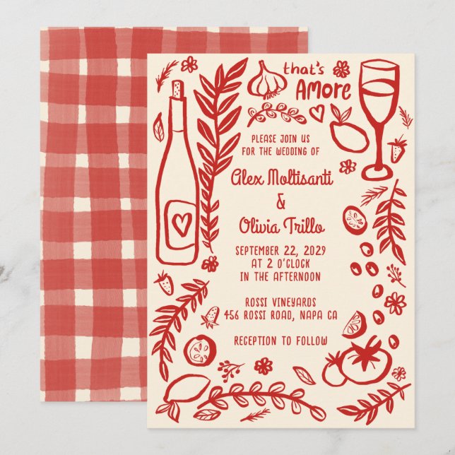 Convite Comida Italiana Isso É Amor Festa de Casamento PER (Frente/Verso)