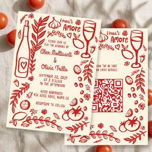 Convite Comida Italiana Isso É Amor Festa de Casamento QR