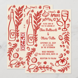Convite Comida Italiana Isso É Amor Festa de Casamento QR 