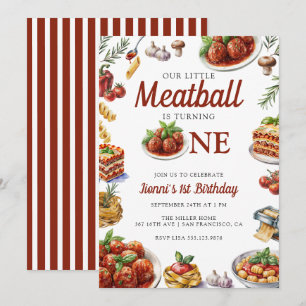 Convite Comida italiana   Primeiro aniversario de Aquarela