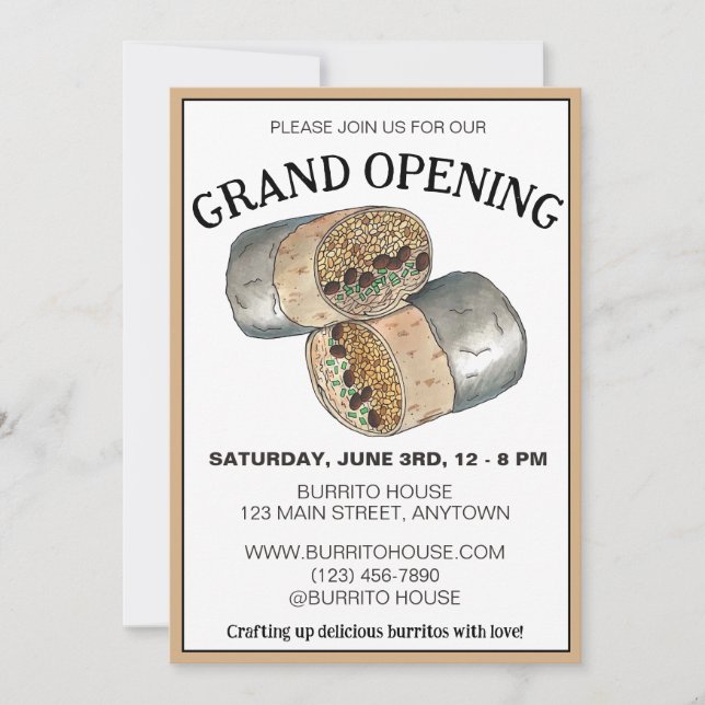 Convite Comida Mexicana da Missão Burrito da Califórnia (Frente)