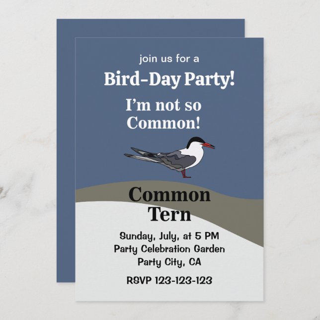 Convite Common Tern Seabird Funny Birthday Party (Frente/Verso)