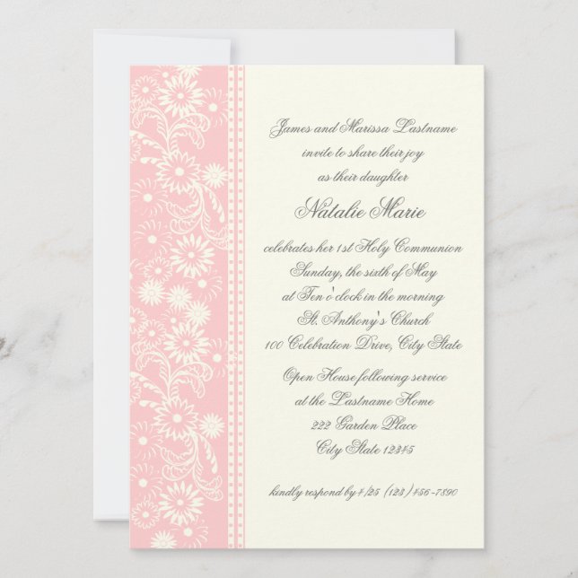 Convite Communion Daisy Pink (Frente)