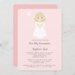 Convite Communion Dove Blonde Girl
