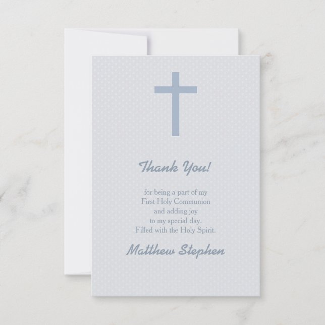 Convite Communion Pastel Blue Cross (Frente)