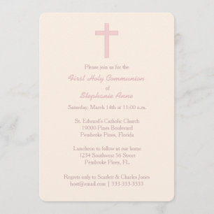 Convite Communion Pastel Pink Cross