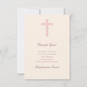 Convite Communion Pastel Pink Cross
