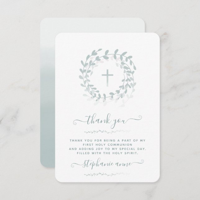 Convite Communion Sage Wreath e Cross (Frente/Verso)