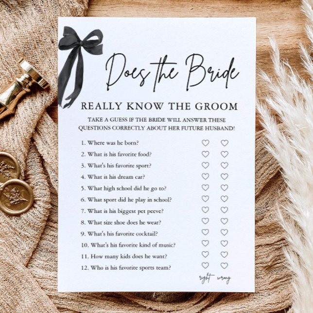 Convite Como a Noiva Realmente Conhece o Noivo Jogo (Bow Does The Bride Really Know The Groom Game)