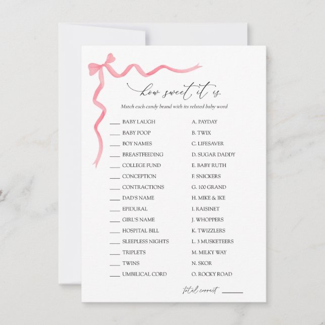 Convite Como É Doce O Jogo Do Chá de fraldas De Doces (Frente)