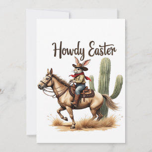 Convite Como está Coelho de Páscoa Montado a Cavalo Cowboy