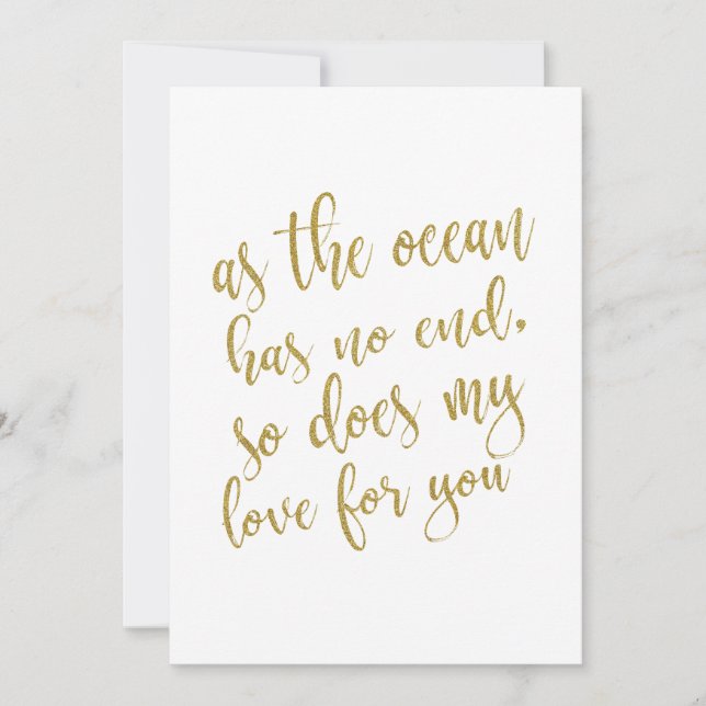 Convite Como o oceano não tem fim placa de casamento acess (Frente)