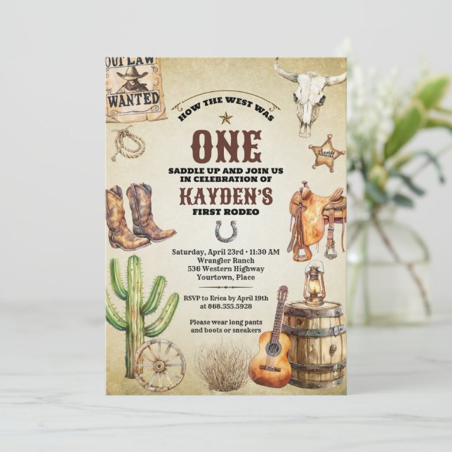 Convite Como o Ocidente foi uma primeira Festa de aniversá (Em pé/Frente)