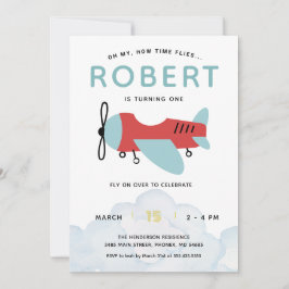 Convite Como o Tempo Voa Aniversário do Avião, Avião Moder