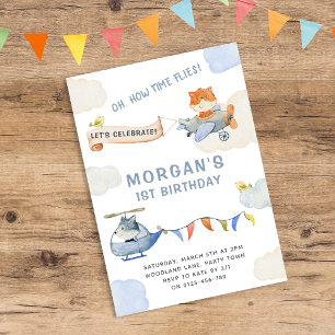 Convite Como o tempo voa o plano de aquarela primeiro aniv