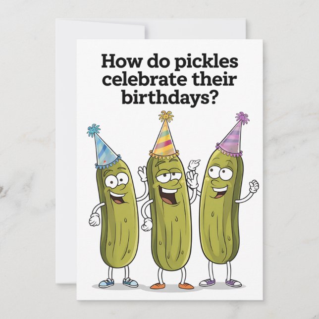 Convite Como os Picles Celebram seu Aniversário de Forma E (Frente)