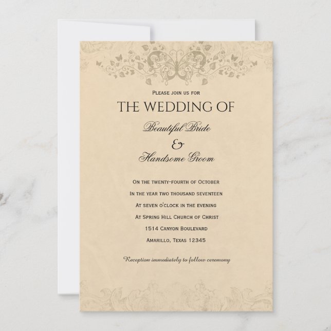 Convite Como te amo? Vintage Love Poem Weding (Frente)