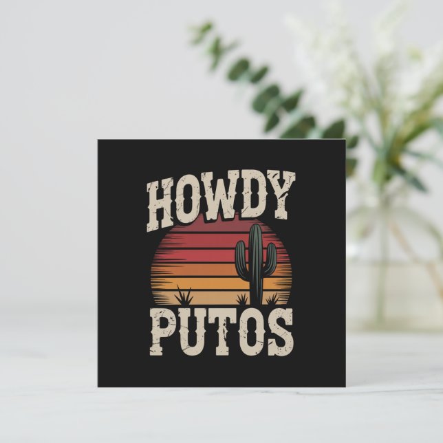 Convite Como vai Putos Cacto Engraçado Retro Vintage (Em pé/Frente)