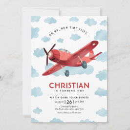 Convite Como voa o avião vermelho no Aniversário