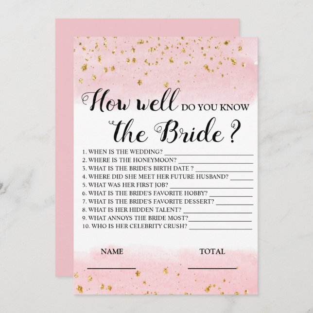 Convite Como você conhece bem o Jogo da Noiva Rosa (Frente/Verso)