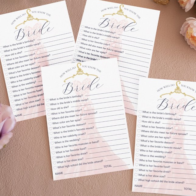 Convite Como você sabe o jogo de vestidos de noiva? (How Well Do You Know the Bride Wedding Dress Game Invitation)