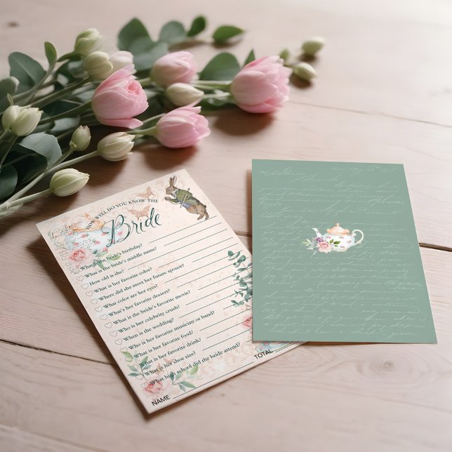 Convite Como você sabe o jogo do Chá de panela da Noiva? (How Well Do You Know the Bride Bridal Shower Game Invitation)