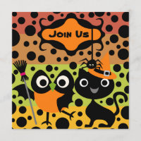 Companheiro, gatos e aranhas do Halloween Convidam