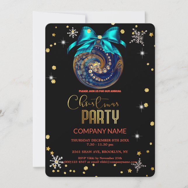 Convite Companhia de diamantes em flocos de neve de Natal (Frente)