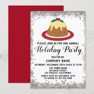Convite Companhia de Pudim de Natal Festa de Férias Vermel