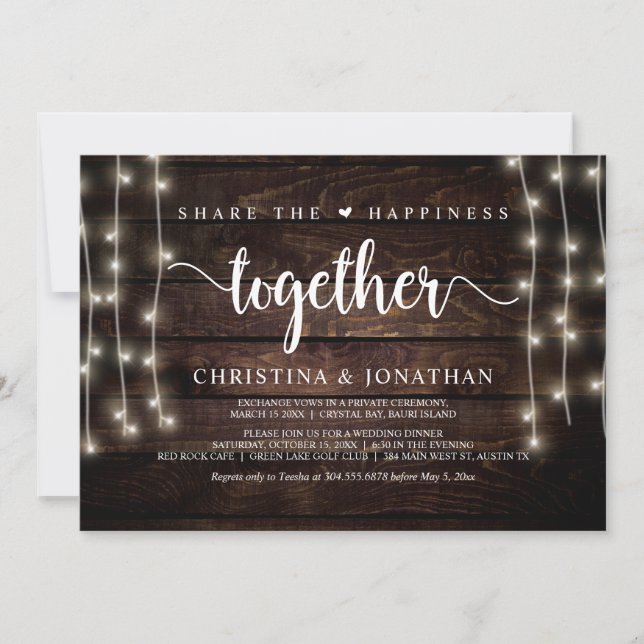 Convite Compartilhe a felicidade, Jantar de Casamento, Fug (Frente)