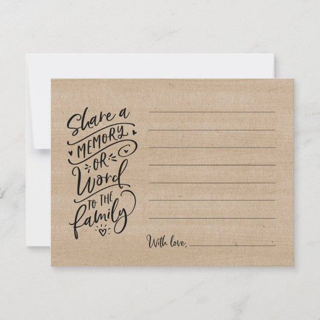 Convite Compartilhe uma memória ou uma palavra para o cart (Frente)