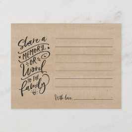 Convite Compartilhe uma memória ou uma palavra para o cart