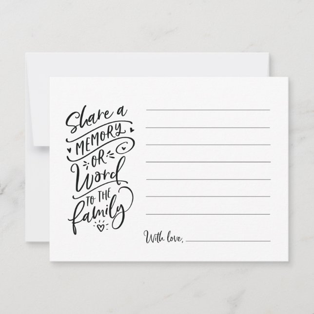 Convite Compartilhe uma memória ou uma palavra para o cart (Frente)