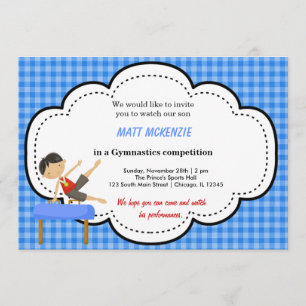 Convite Competição de Garoto da Ginástica (Azul)