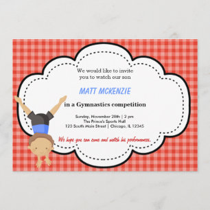 Convite Competição de Garotos Ginástica (Vermelho)